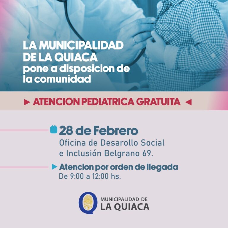 ESTE SÁBADO HABRÁ ATENCIÓN PEDIÁTRICA GRATUITA EN LA QUIACA: COMPLETARÁN AFU PARA EL INICIO DE CLASES