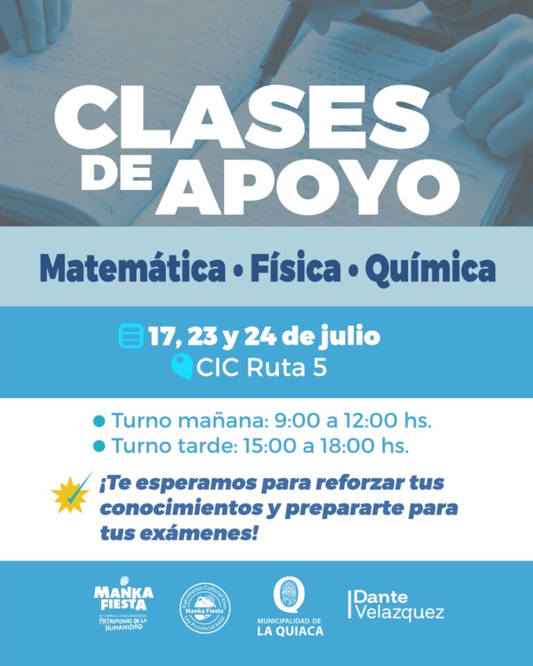 LA QUIACA OFRECE CLASES DE APOYO GRATUITAS PARA ESTUDIANTES SECUNDARIOS